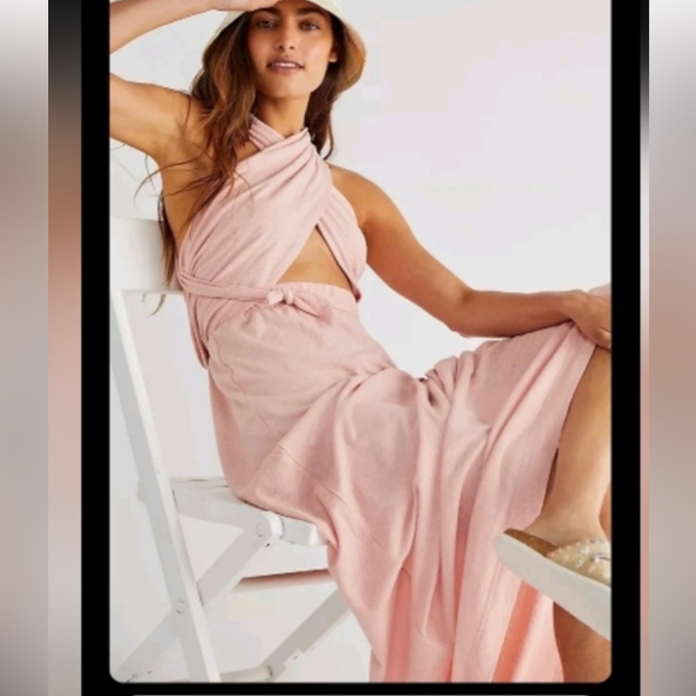 FREE PEOPLE BEACH Limitless Convertible Halter Maxi Dress NWOT small
